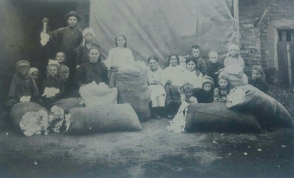 1914 Голодная Степь Русские Крестьяне Собранный Хлопок
